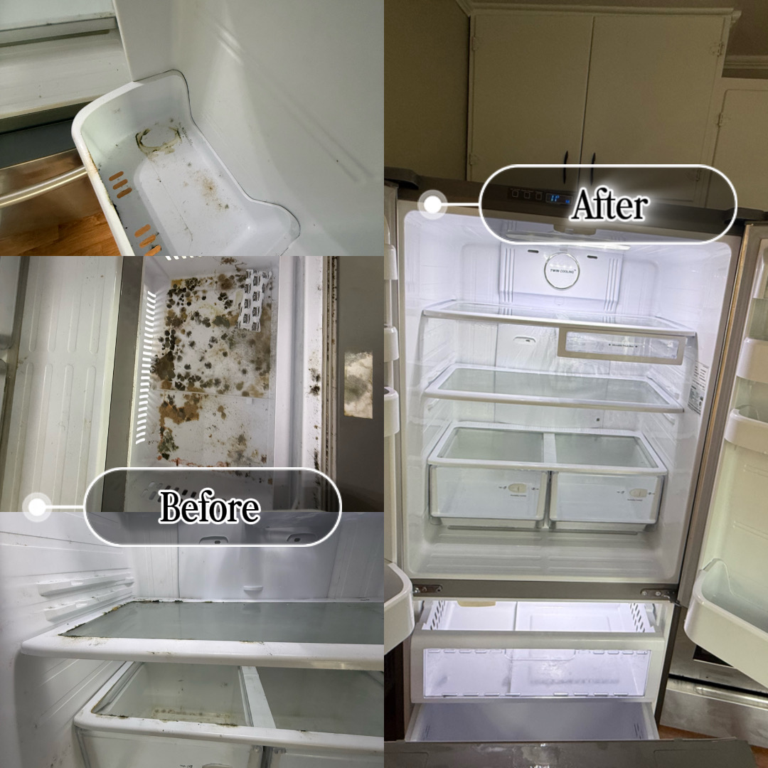 Refrigerator Deep Clean Before & After — Cleaning by M3 Legacy Services